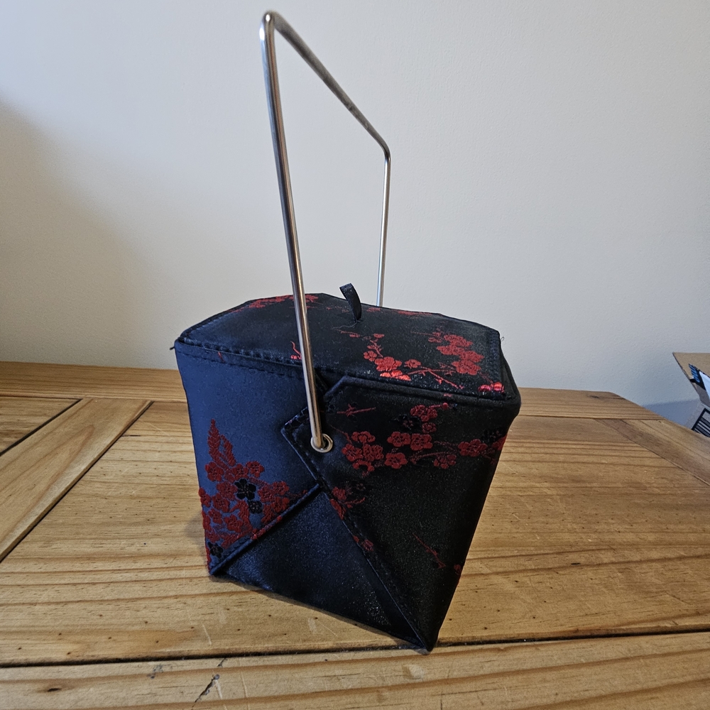 Elegant Black and Red Floral Women's Bag